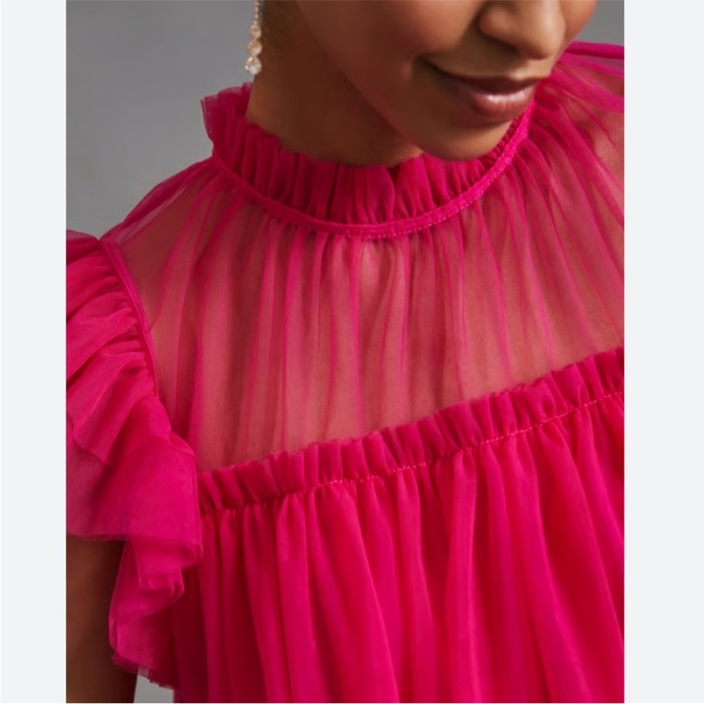 Anthropologie pink tulle top.